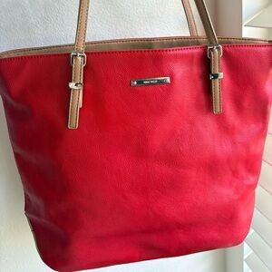Nine West Red Tote with Tan Straps